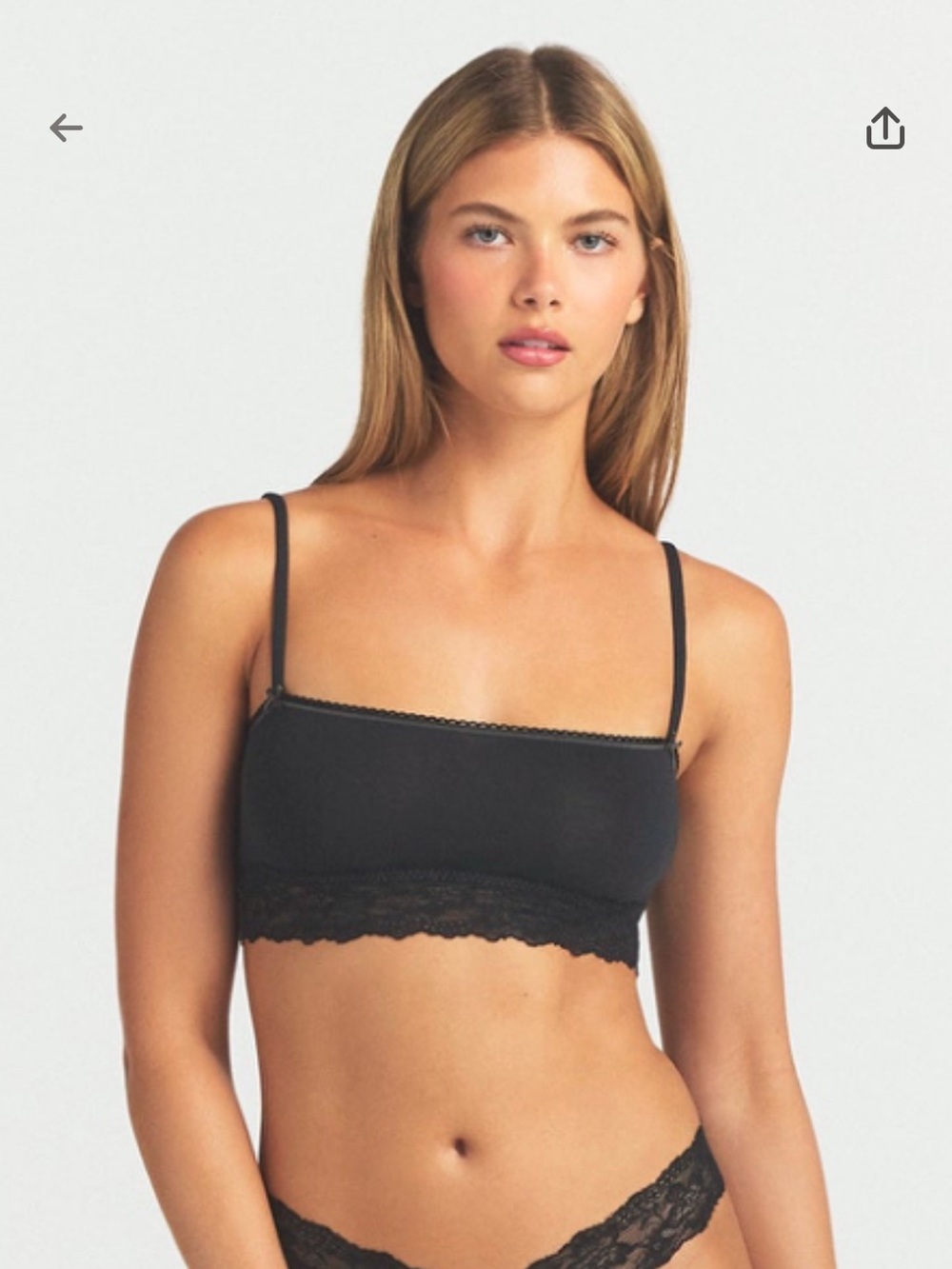 SKIMS LIGHTWEIGHT COTTON STRAIGHT NECK
BRALETTE in Soot Tonal